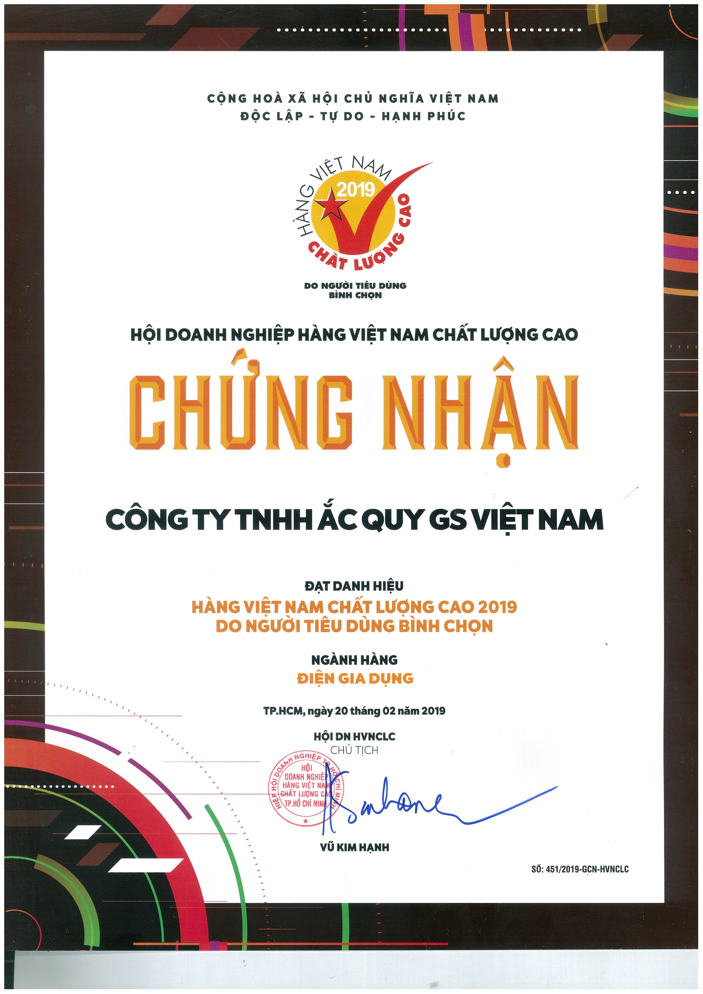 chứng nhận hàng Việt Nam chất lượng cao