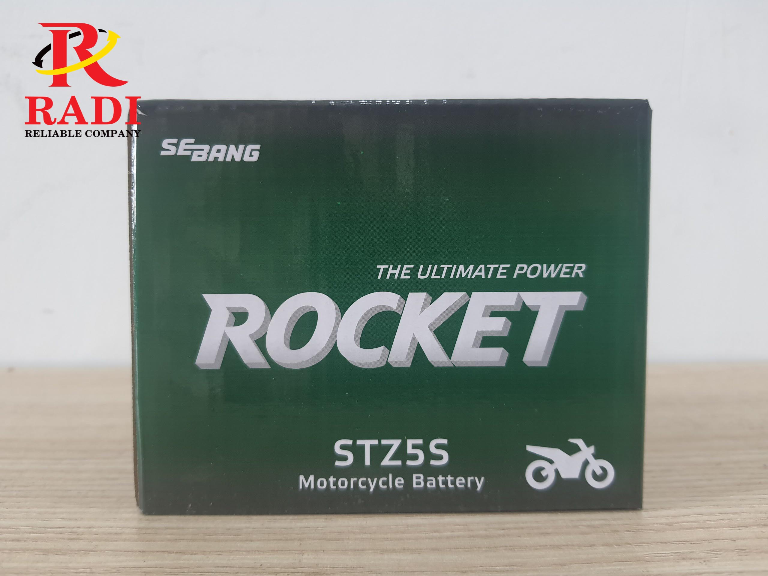 Bình ắc quy xe máy Rocket STZ5S (12v -4ah)